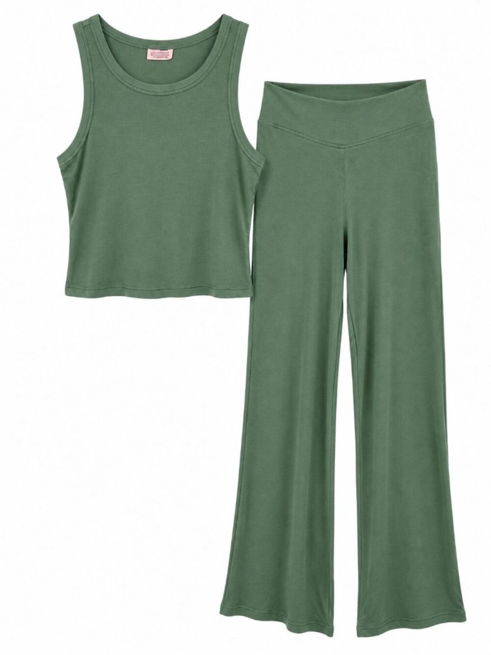 Victoria's Secret size Medium Green Ribbed Pajama Set Tank Sleep Bottoms